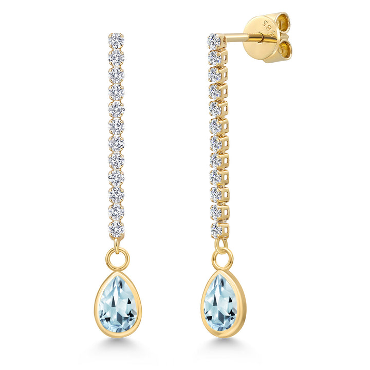 Aquamarine - March_Earrings in 14K Yellow Gold