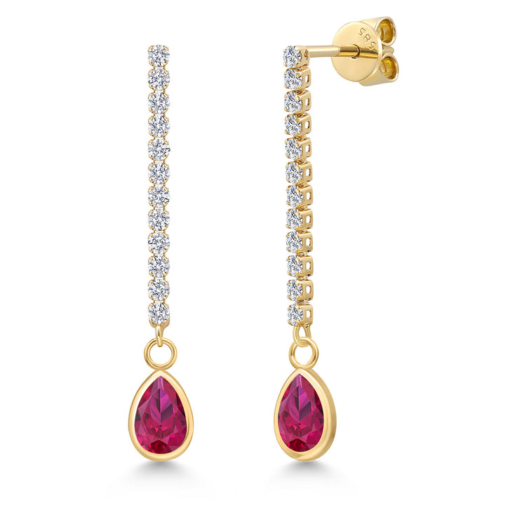 Created Ruby - July_Earrings in 14K Yellow Gold