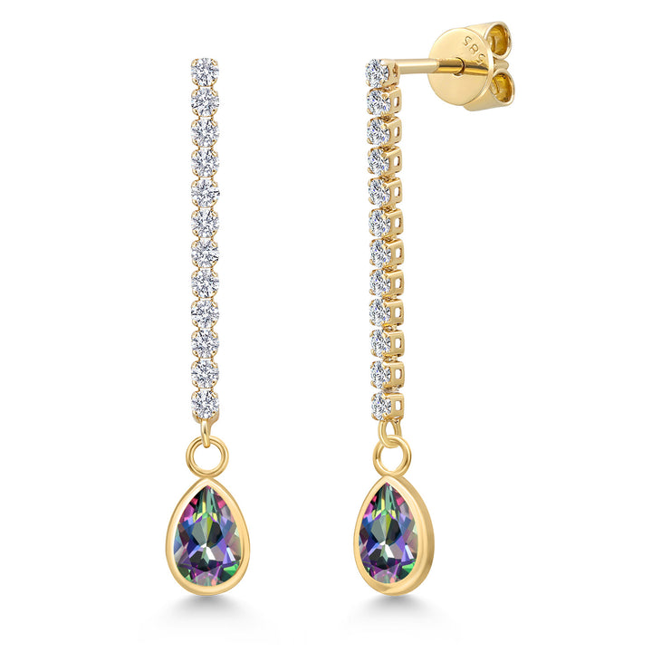 Green Mystic Topaz_Earrings in 14K Yellow Gold