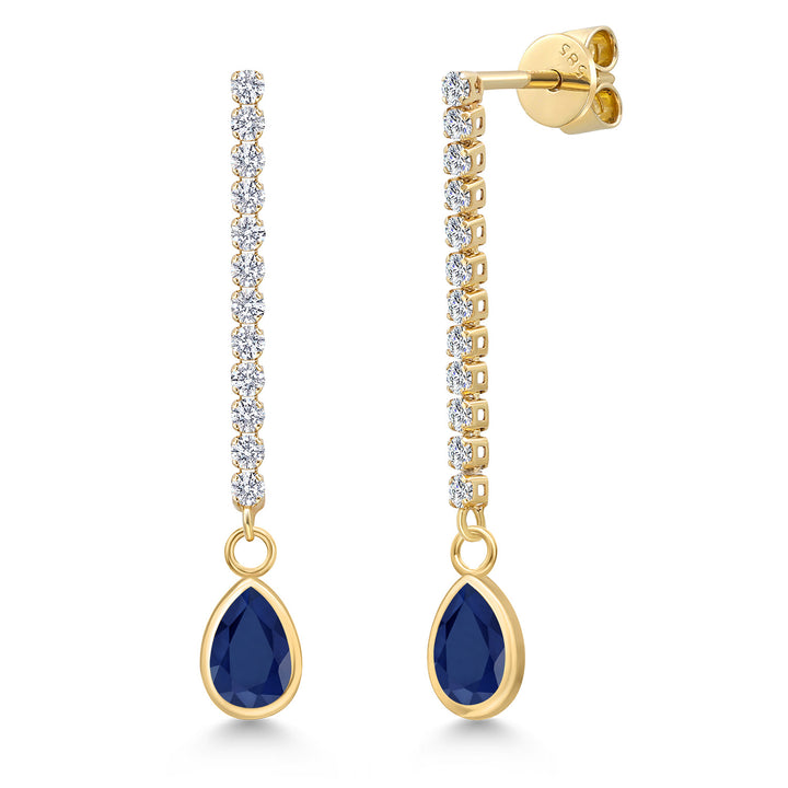 Blue Sapphire - September_Earrings in 14K Yellow Gold