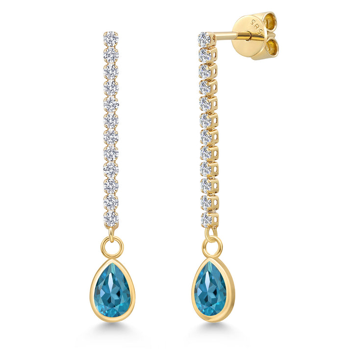 London Blue Topaz - November_Earrings in 14K Yellow Gold