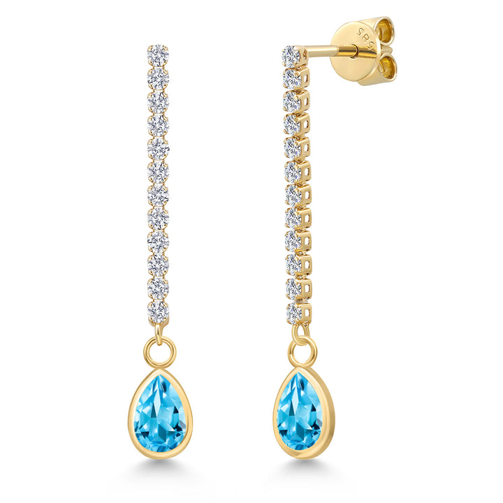 Swiss Blue Topaz - November_Earrings in 14K Yellow Gold
