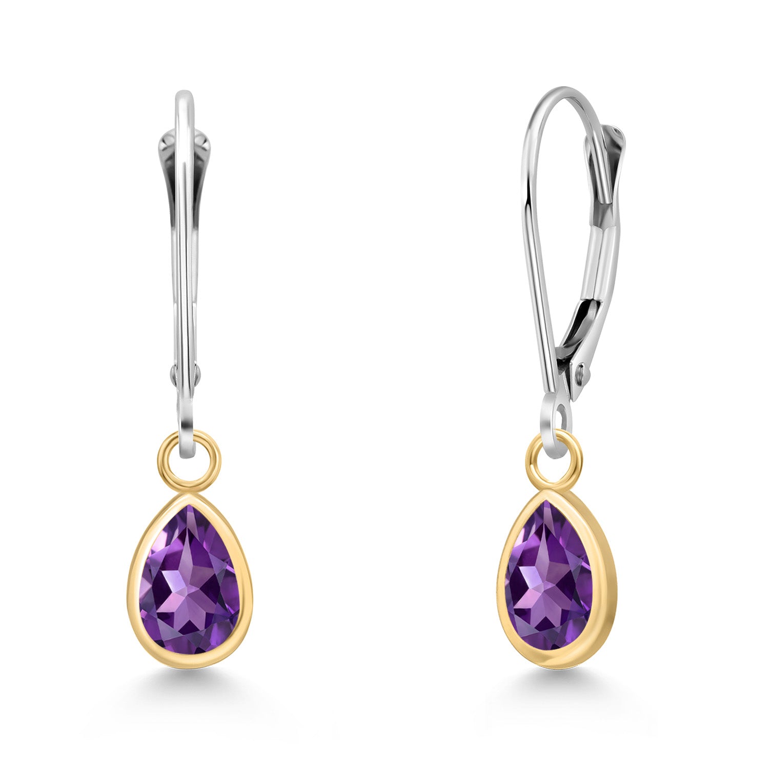 Amethyst - February_Earrings in 14K Two Tone Gold