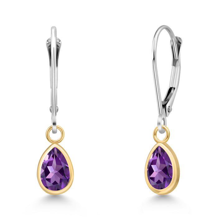 Amethyst - February_Earrings in 14K Two Tone Gold