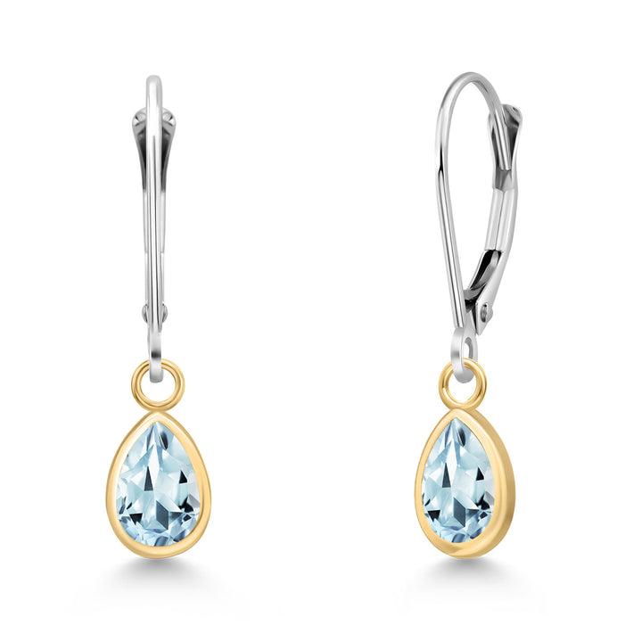 Aquamarine - March_Earrings in 14K Two Tone Gold