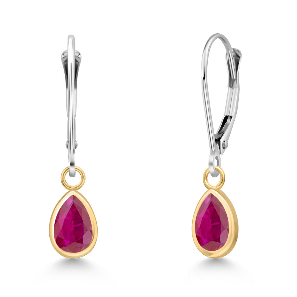 Red African Ruby_Earrings in 14K Two Tone Gold