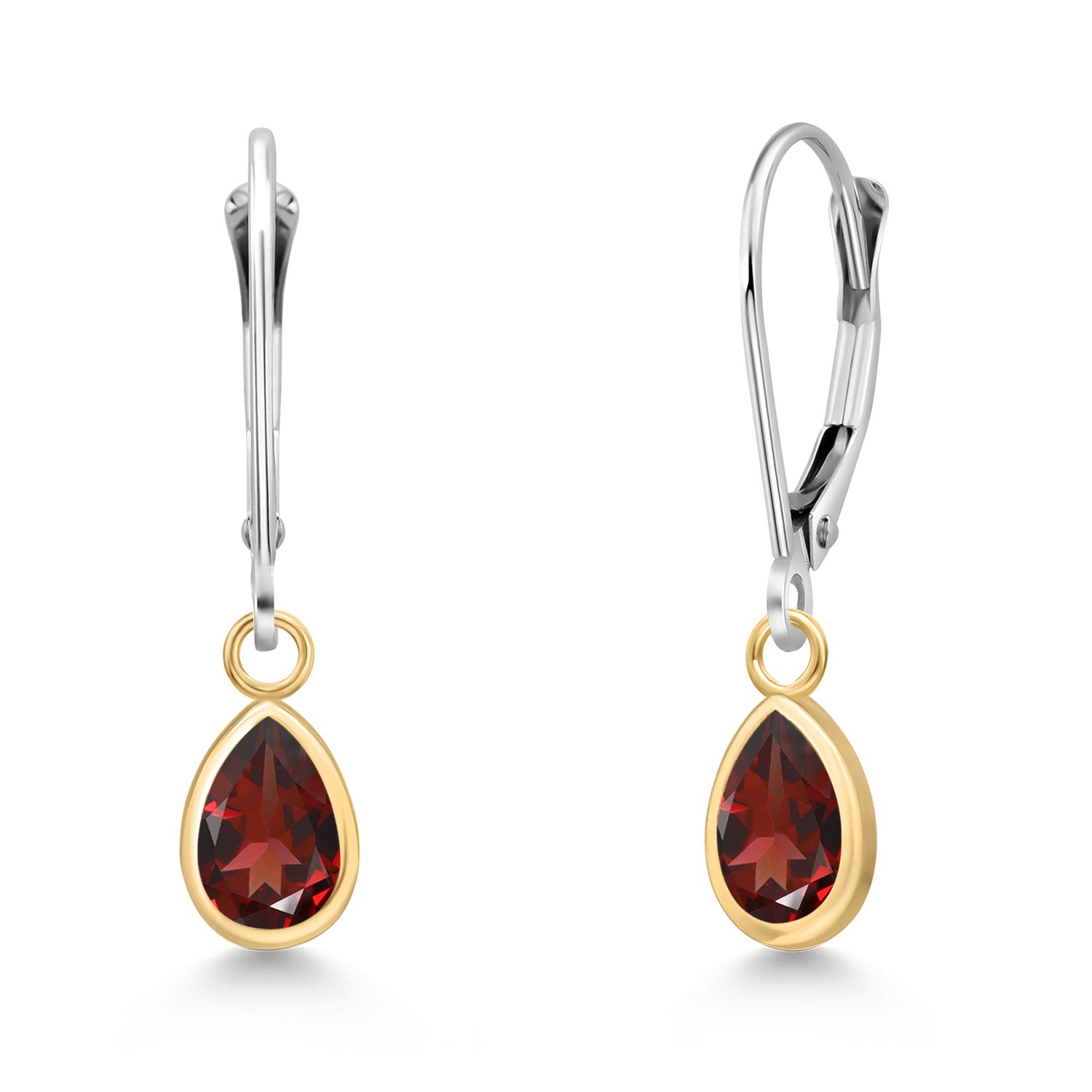 Garnet - January_Earrings in 14K Two Tone Gold