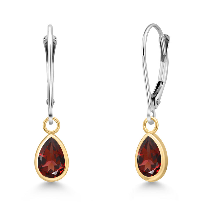 Garnet - January_Earrings in 14K Two Tone Gold