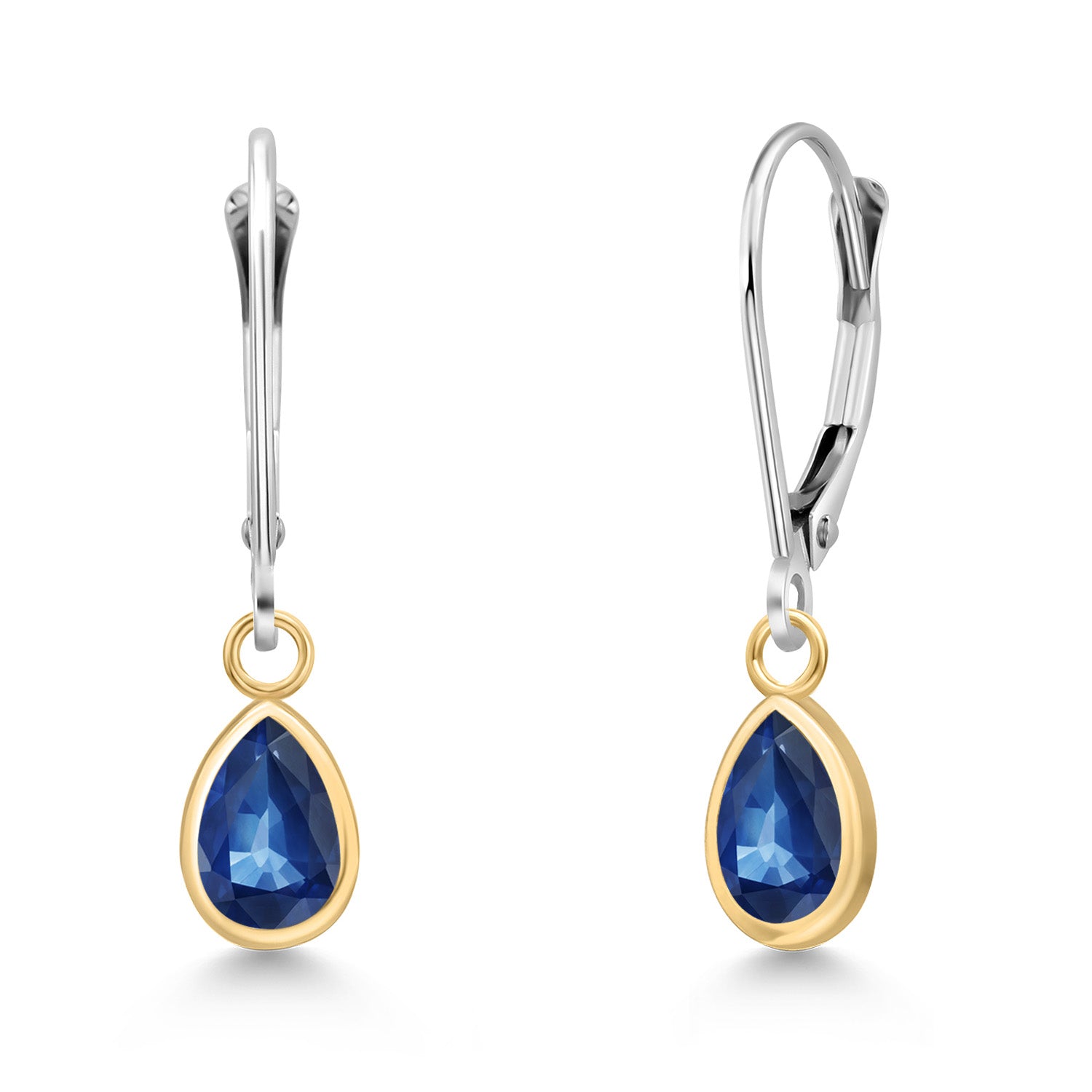 Blue Kanchanaburi Sapphire_Earrings in 14K Two Tone Gold