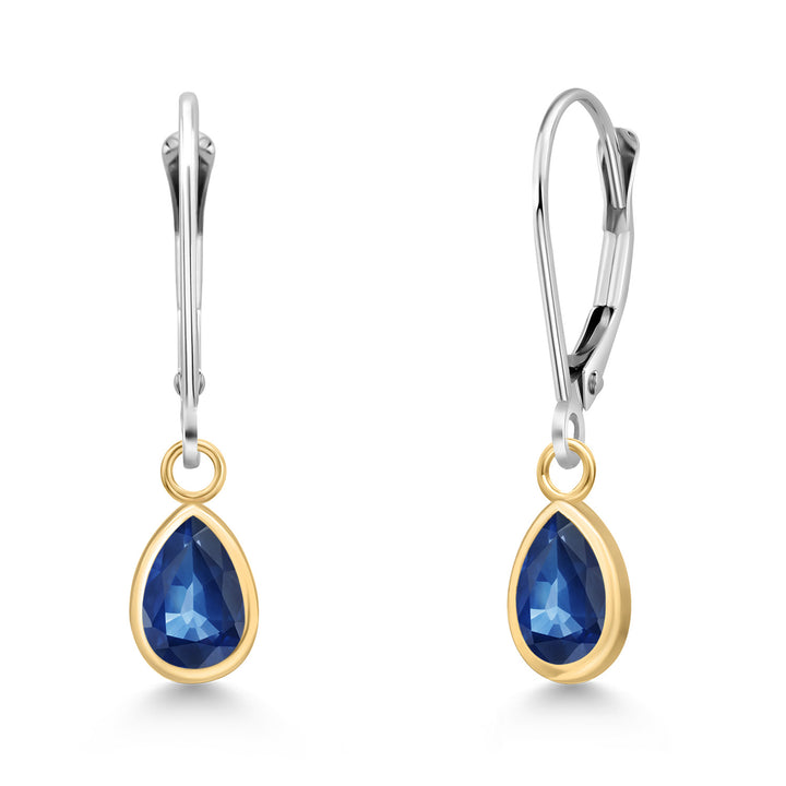 Blue Kanchanaburi Sapphire_Earrings in 14K Two Tone Gold