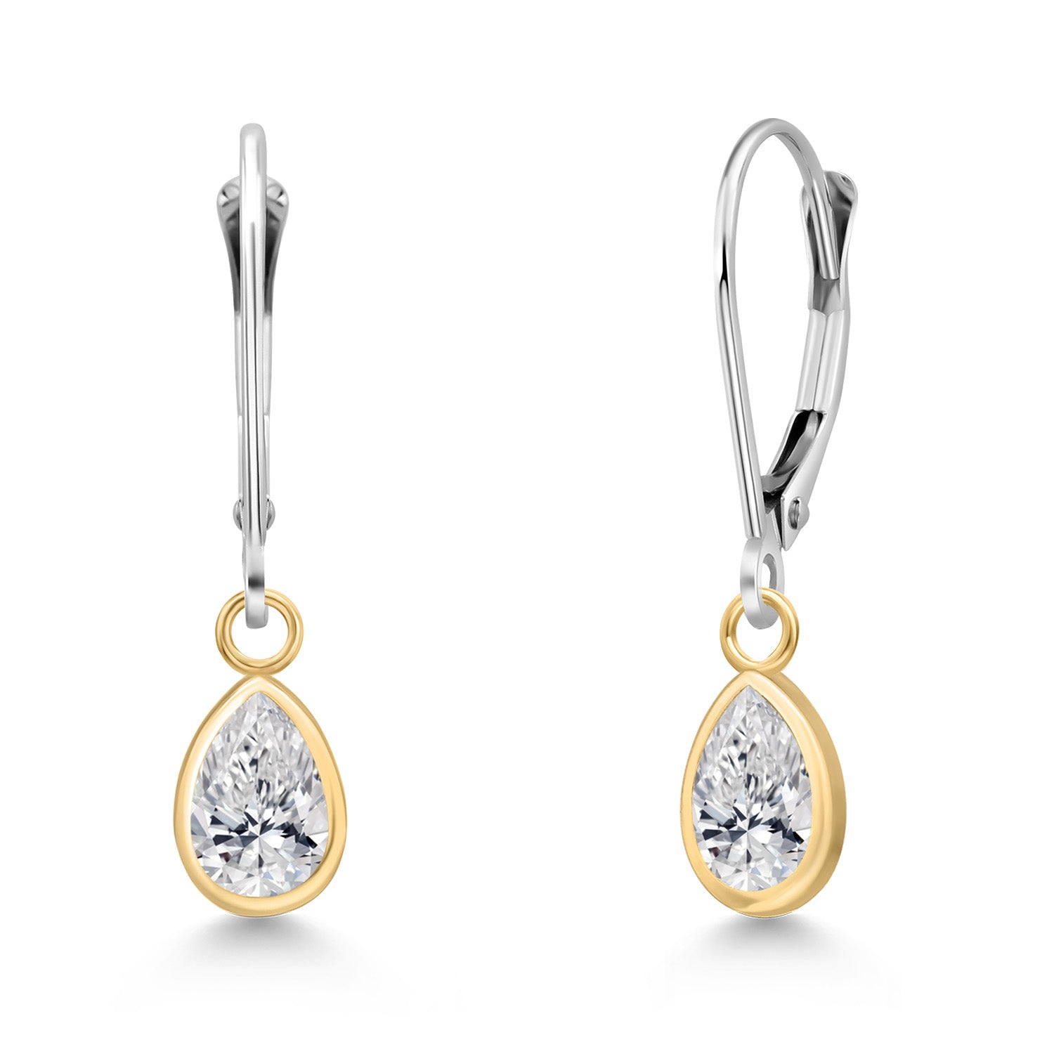 White Lab Grown Diamond - April_Earrings in 14K Two Tone Gold
