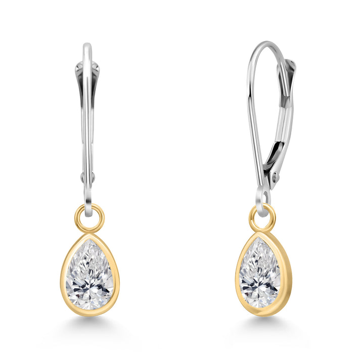 White Lab Grown Diamond - April_Earrings in 14K Two Tone Gold