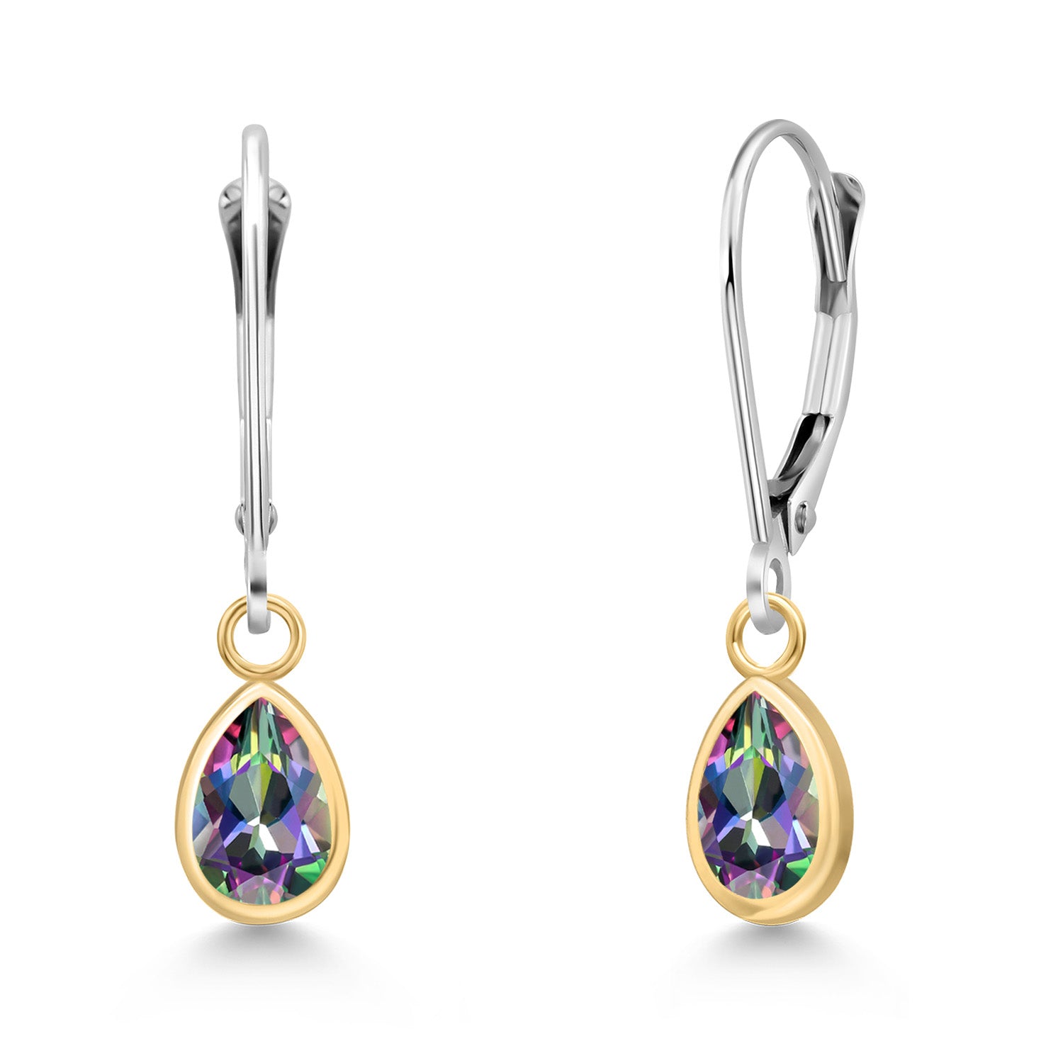 Green Mystic Topaz_Earrings in 14K Two Tone Gold