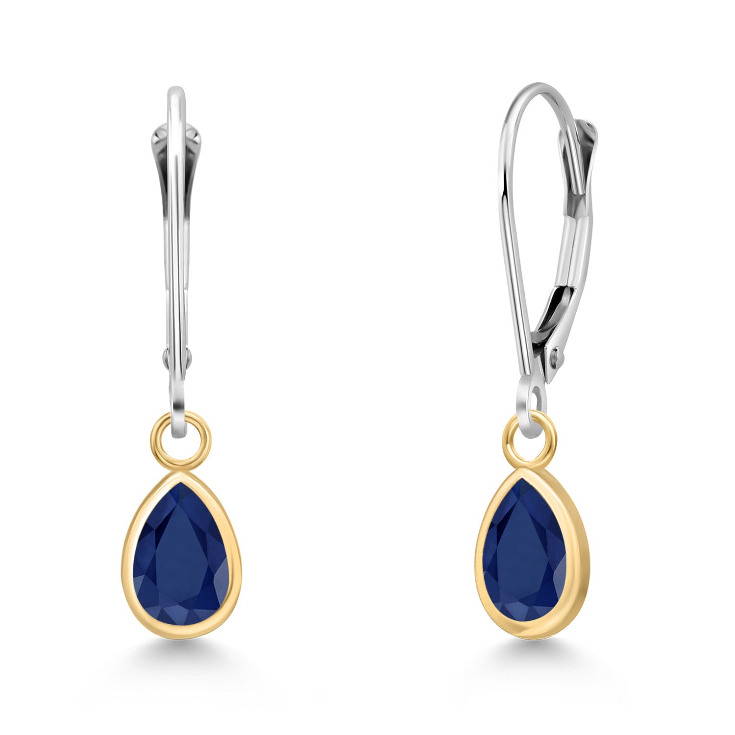 Blue Sapphire - September_Earrings in 14K Two Tone Gold