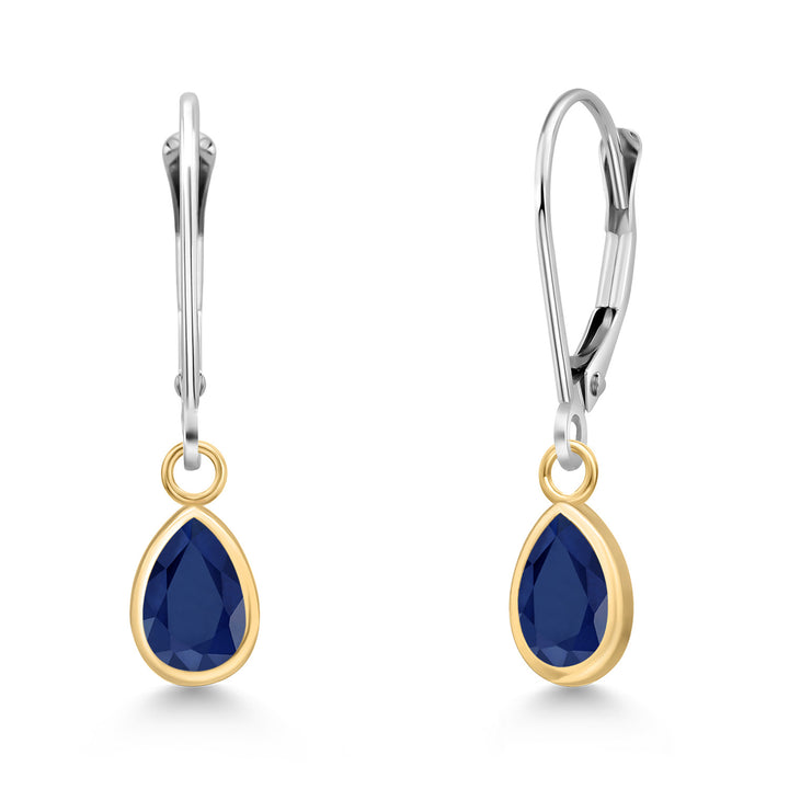 Blue Sapphire - September_Earrings in 14K Two Tone Gold