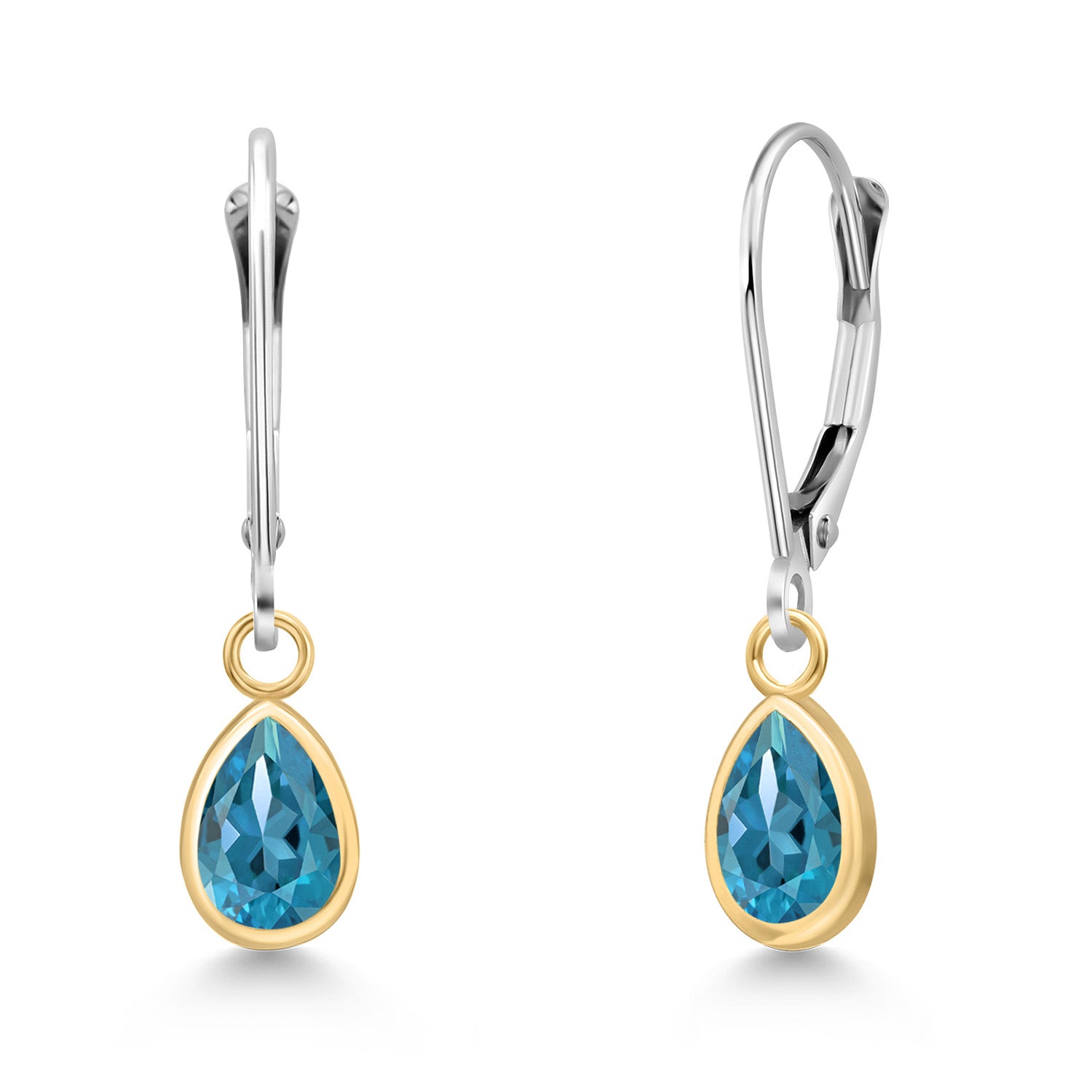 London Blue Topaz - November_Earrings in 14K Two Tone Gold