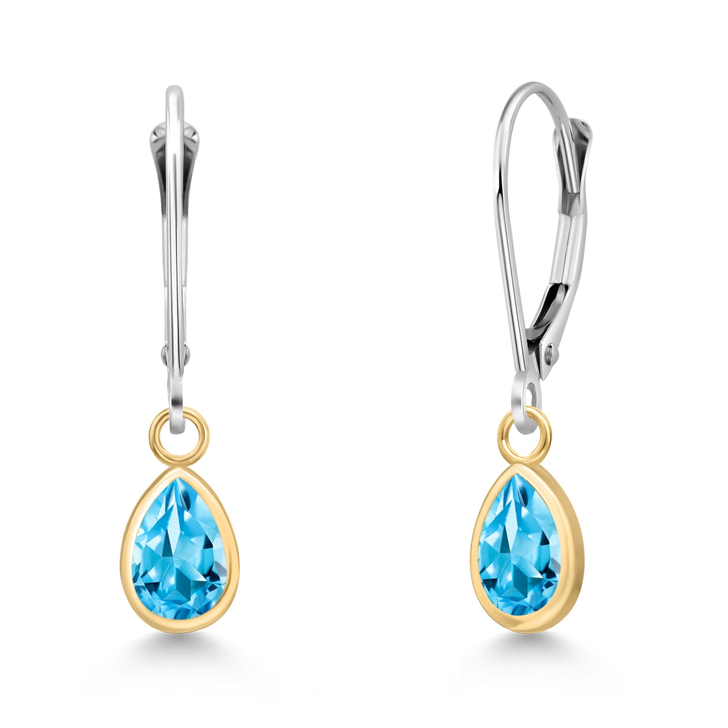 Swiss Blue Topaz - November_Earrings in 14K Two Tone Gold