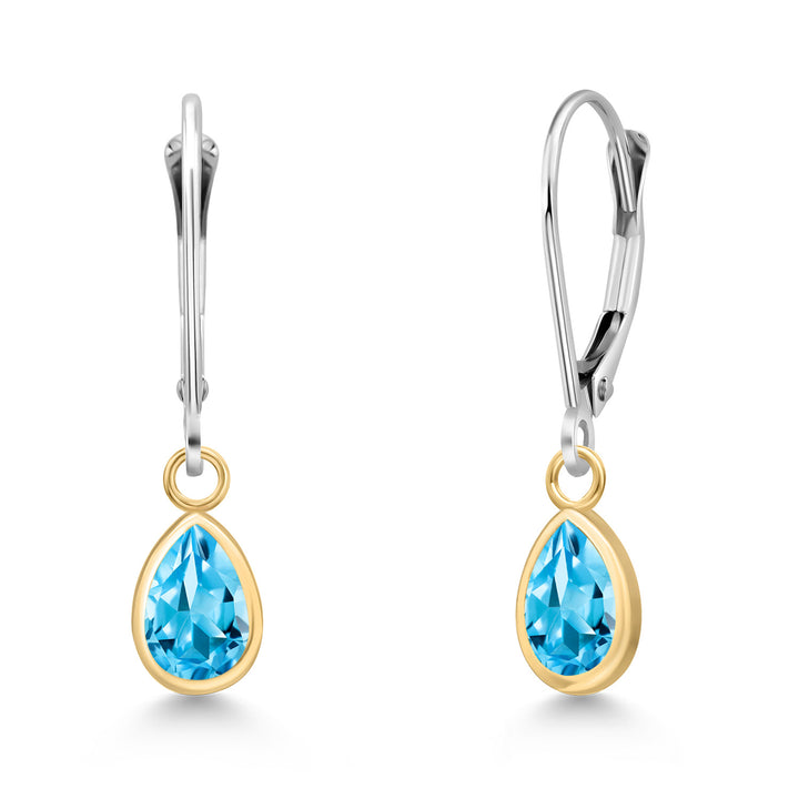 Swiss Blue Topaz - November_Earrings in 14K Two Tone Gold