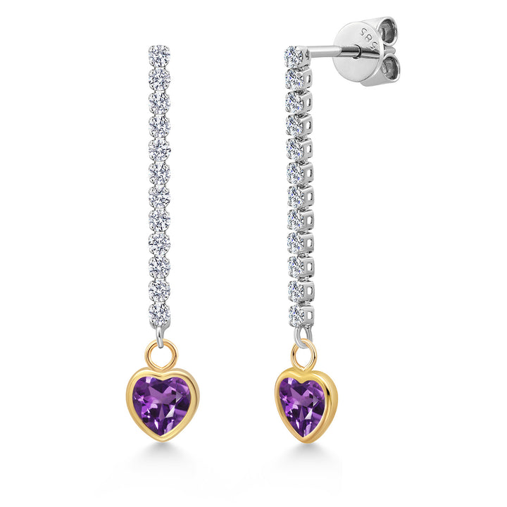 Amethyst - February_Earrings in 14K Two Tone Gold