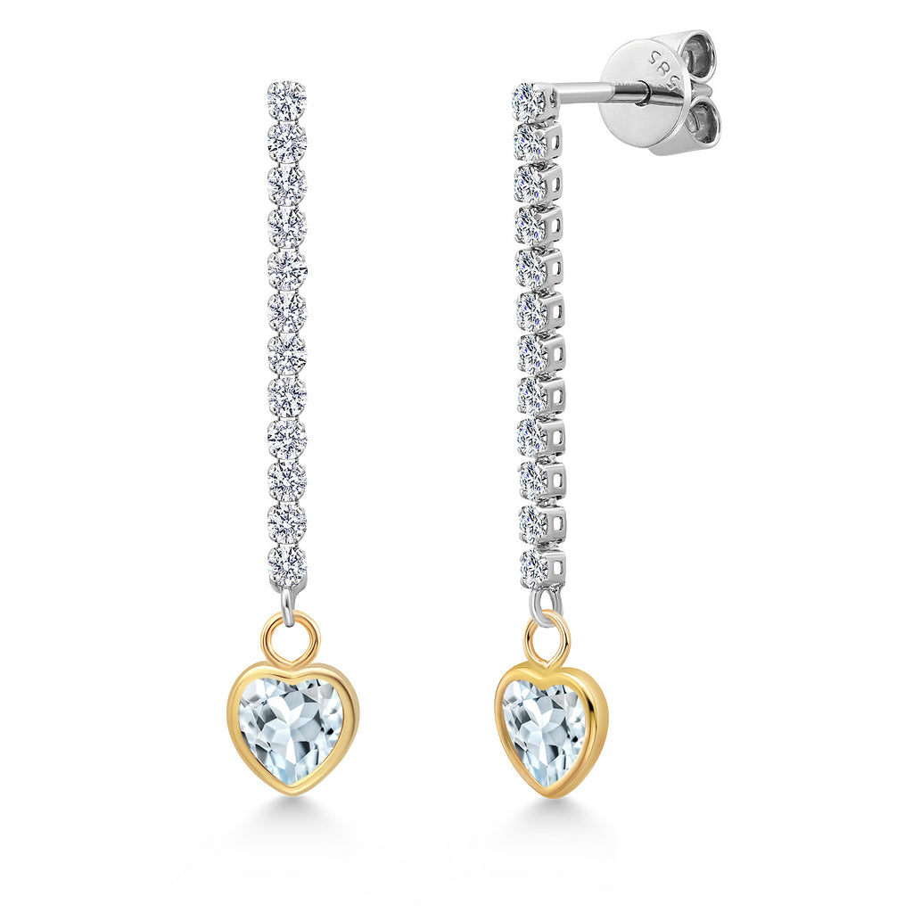 Aquamarine - March_Earrings in 14K Two Tone Gold