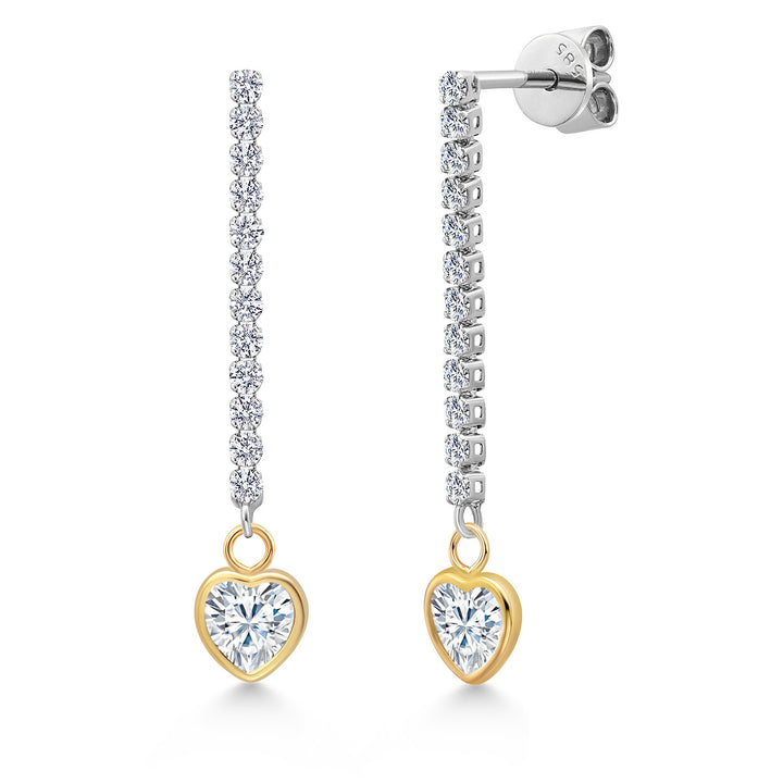 White Moissanite - April_Earrings in 14K Two Tone Gold