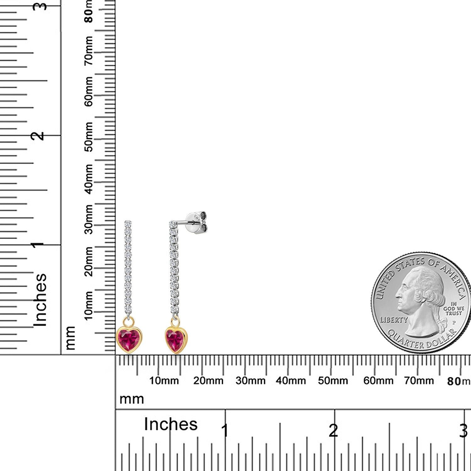 Created Ruby - July_Earrings in 14K Two Tone Gold