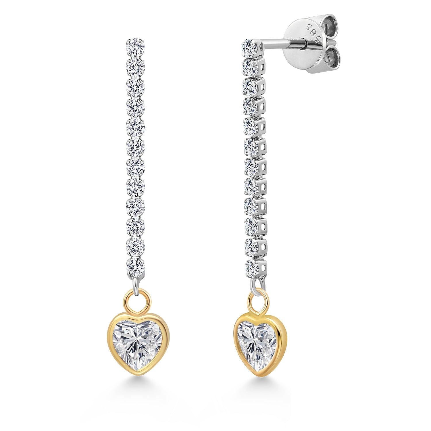 White Lab Grown Diamond - April_Earrings in 14K Two Tone Gold