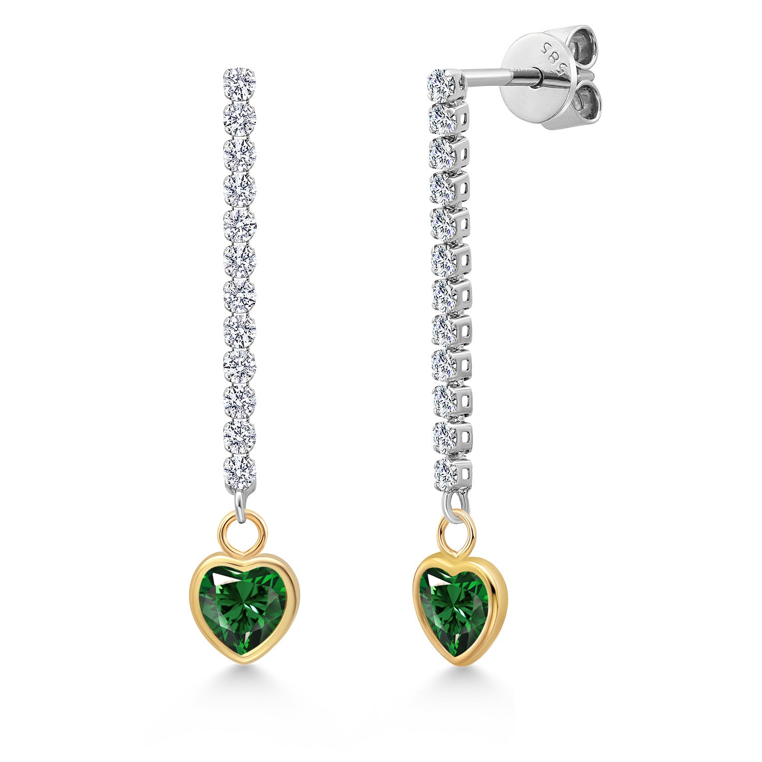 Nano Emerald - May_Earrings in 14K Two Tone Gold