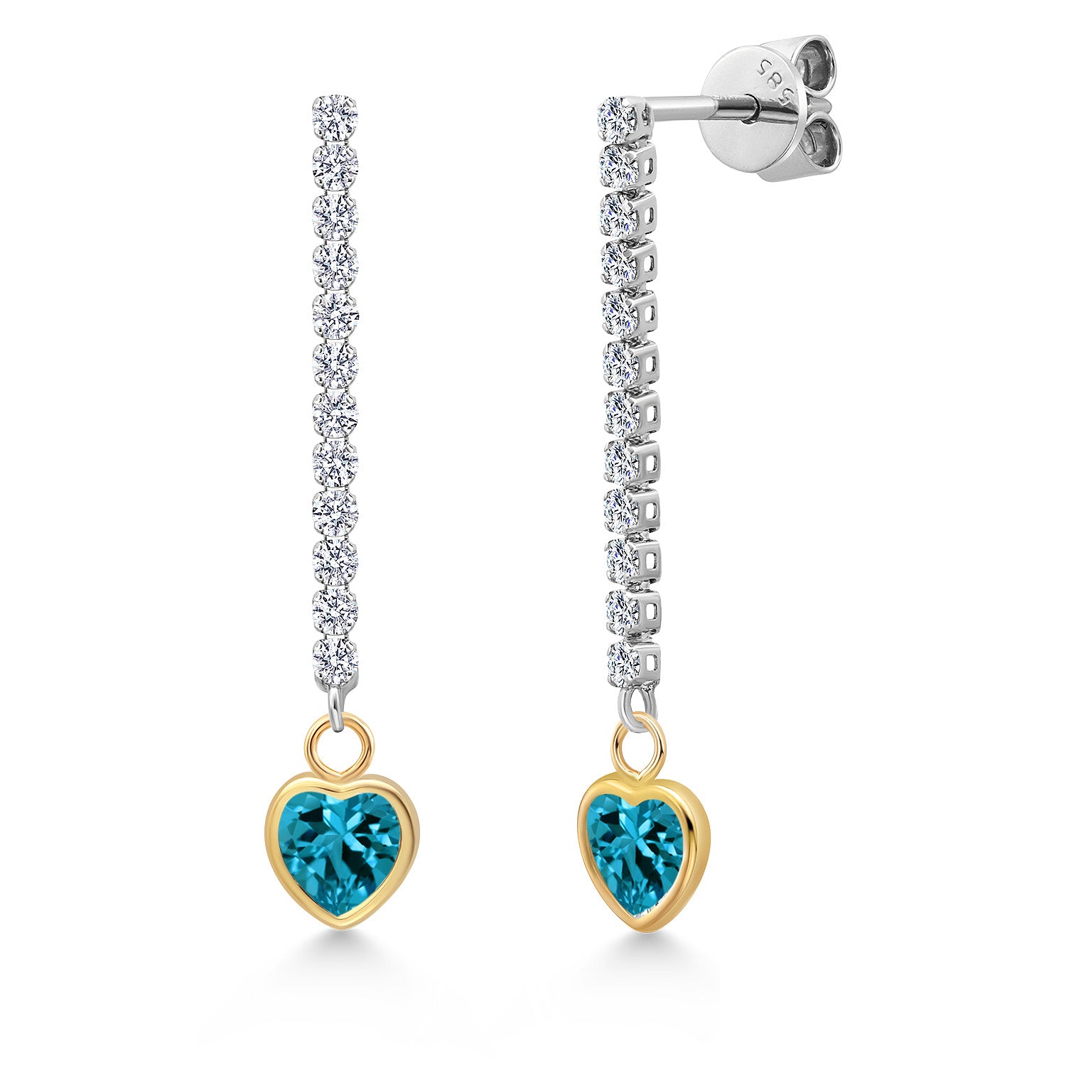 London Blue Topaz - November_Earrings in 14K Two Tone Gold