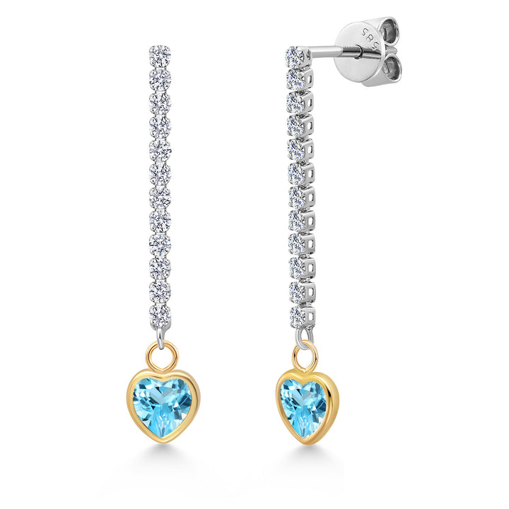 Swiss Blue Topaz - November_Earrings in 14K Two Tone Gold