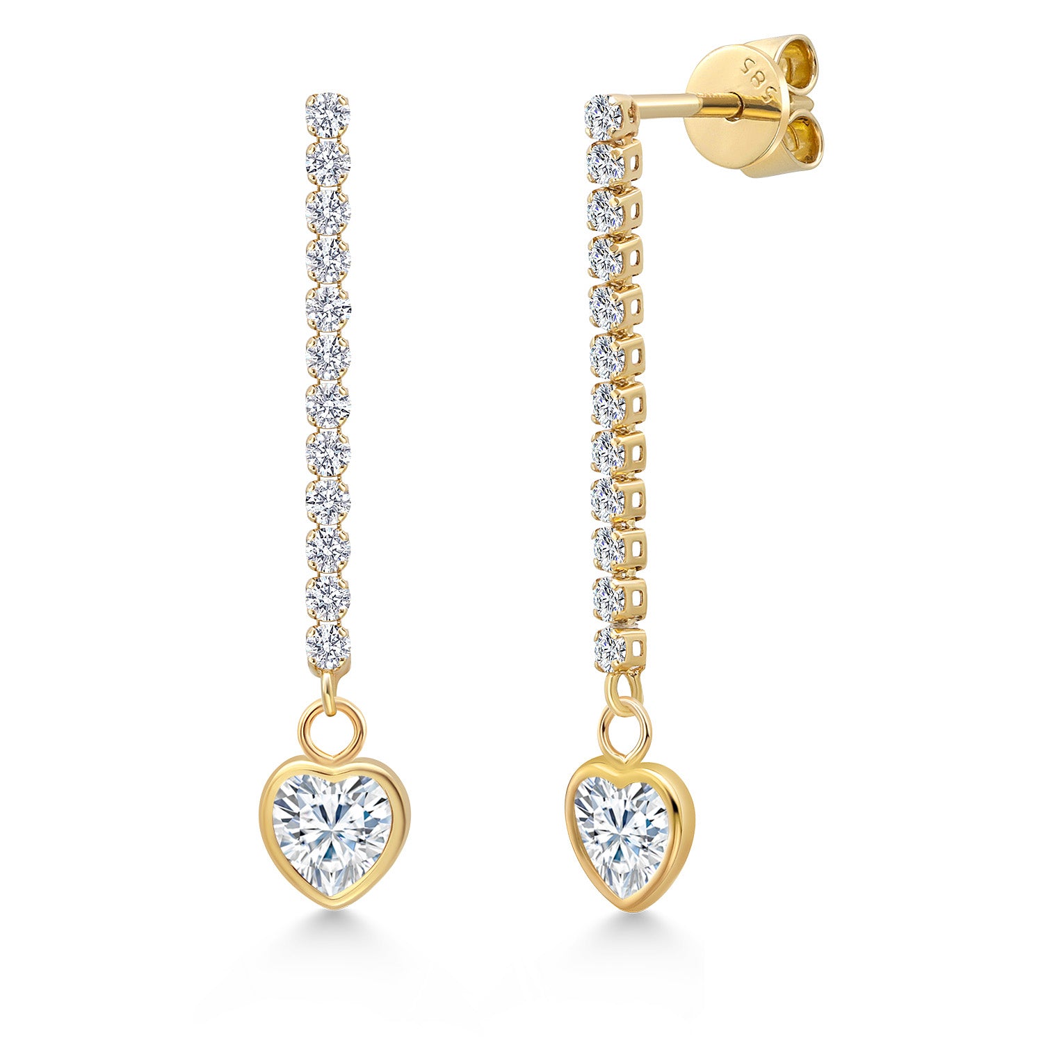 White Moissanite - April_Earrings in 14K Yellow Gold