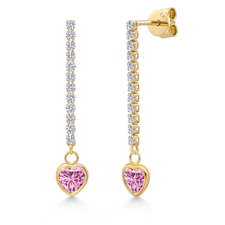 Pink Moissanite - April_Earrings in 14K Yellow Gold