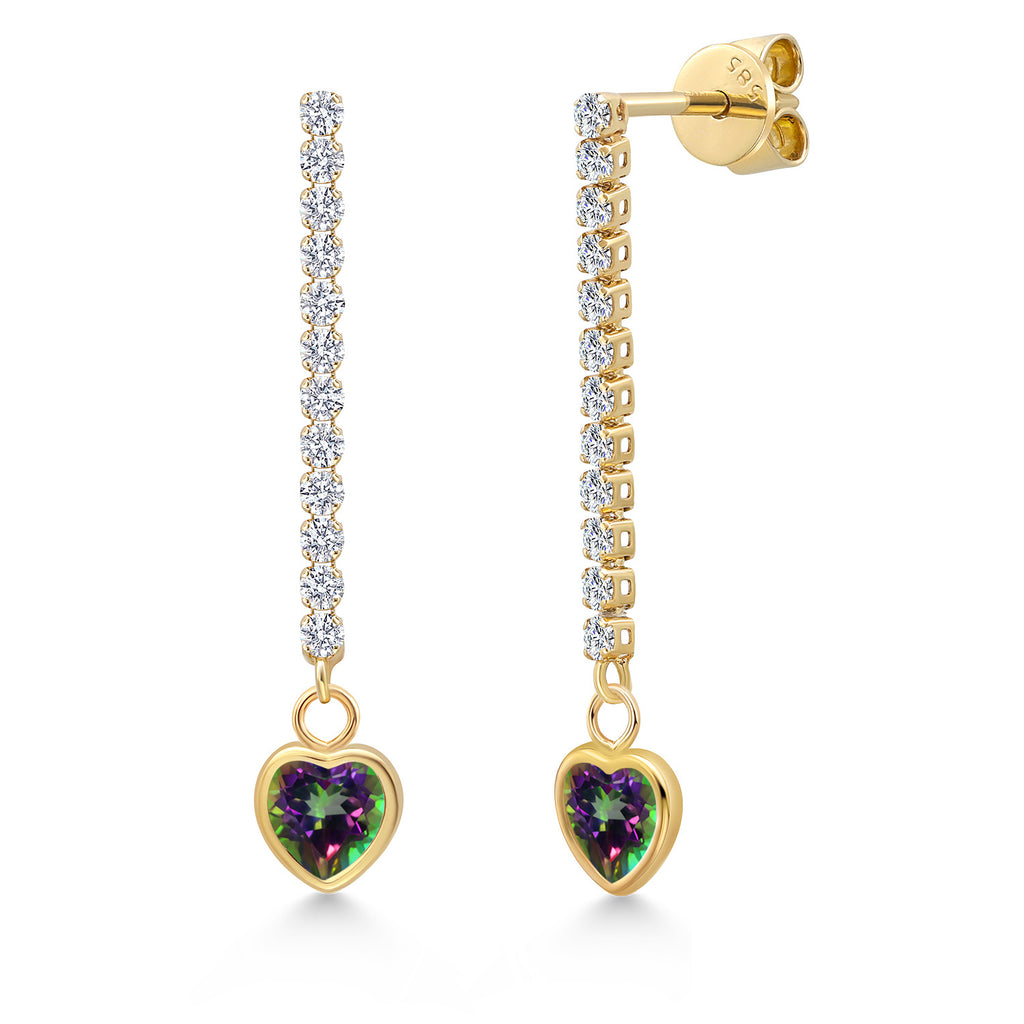 Green Mystic Topaz_Earrings in 14K Yellow Gold