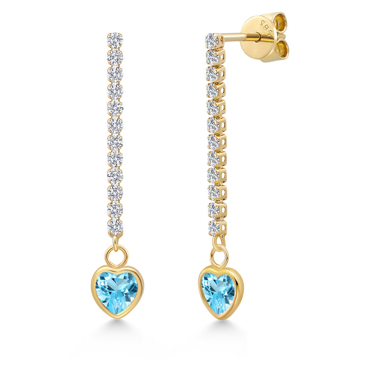 Swiss Blue Topaz - November_Earrings in 14K Yellow Gold