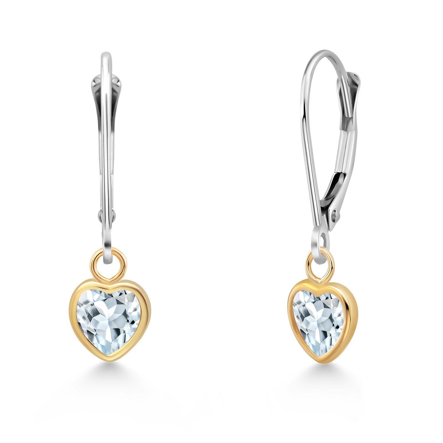 Aquamarine - March_Earrings in 14K Two Tone Gold