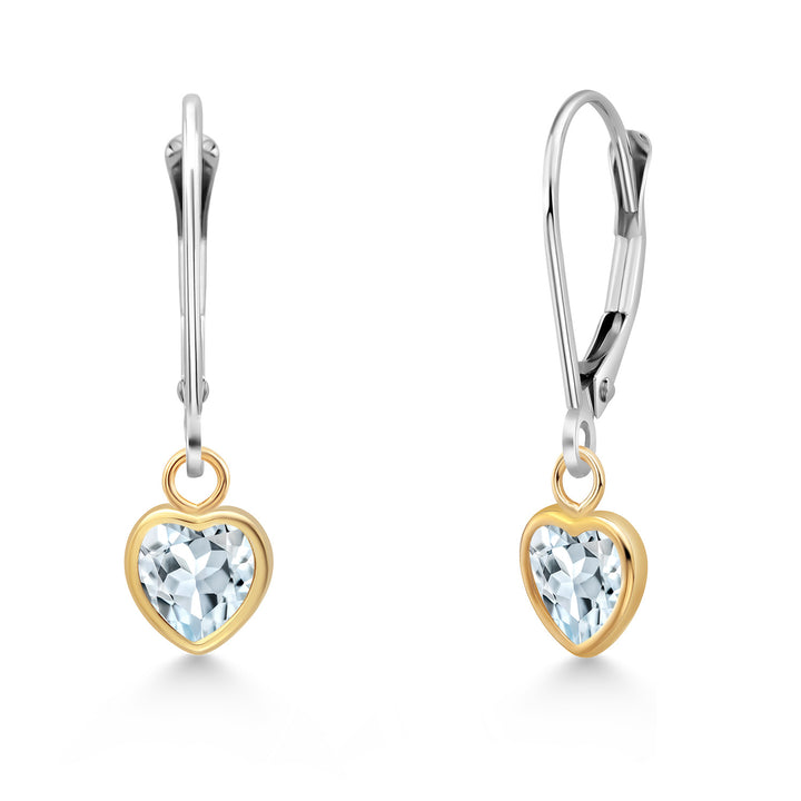 Aquamarine - March_Earrings in 14K Two Tone Gold