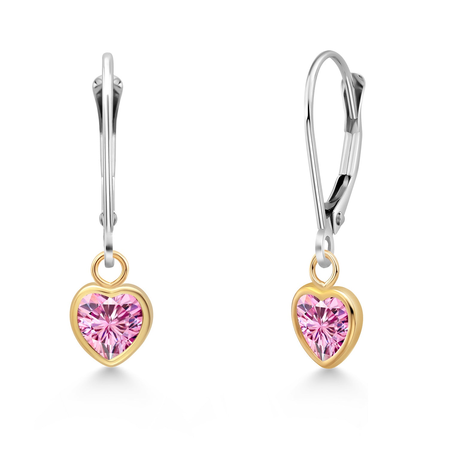 Pink Moissanite - April_Earrings in 14K Two Tone Gold
