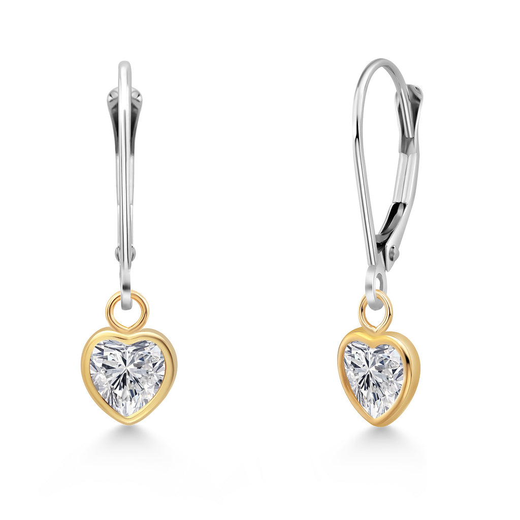 White Lab Grown Diamond - April_Earrings in 14K Two Tone Gold