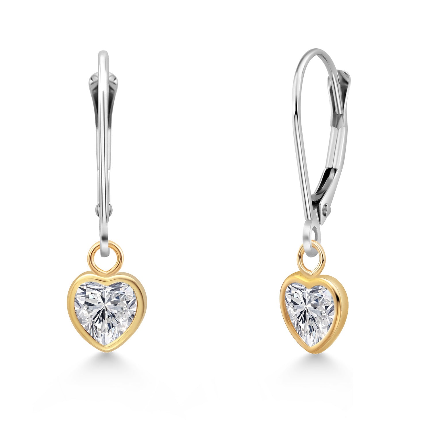 White Lab Grown Diamond - April_Earrings in 14K Two Tone Gold