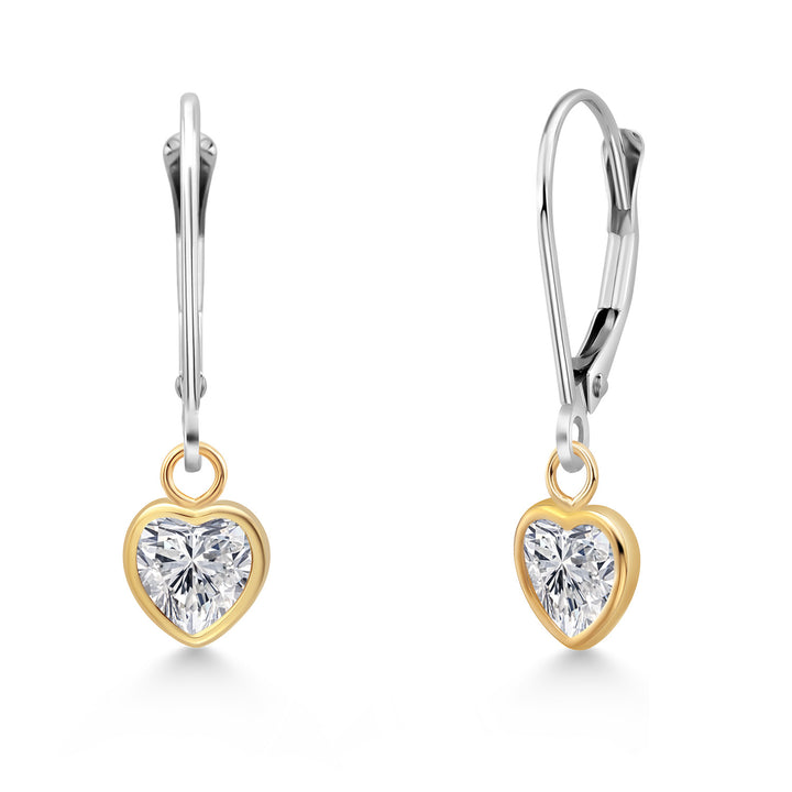 White Lab Grown Diamond - April_Earrings in 14K Two Tone Gold
