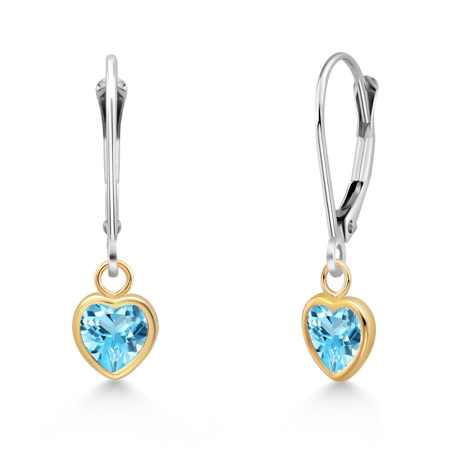Swiss Blue Topaz - November_Earrings in 14K Two Tone Gold