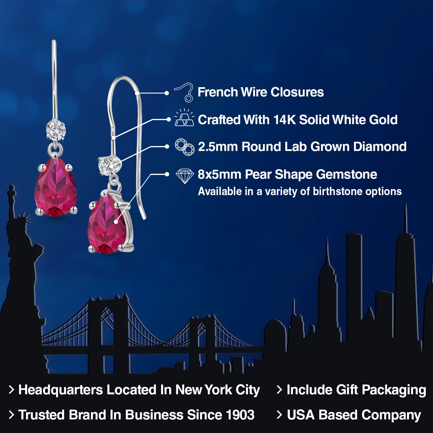 Earrings in 14K White Gold