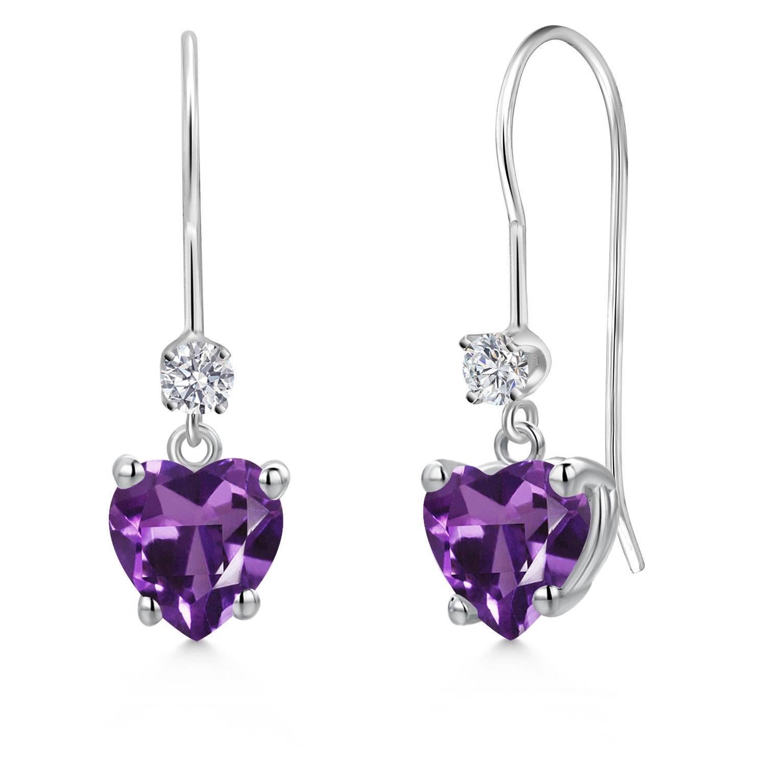 Amethyst - February_Earrings in 14K White Gold