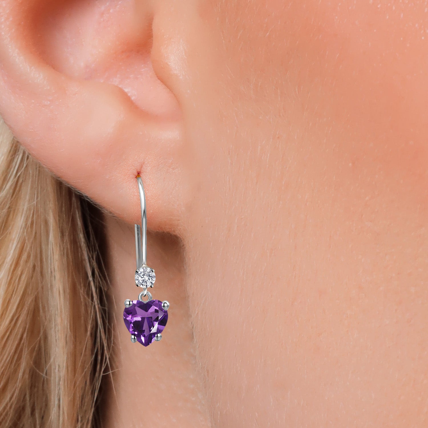 Purple and E - F_Earrings in 14K White Gold