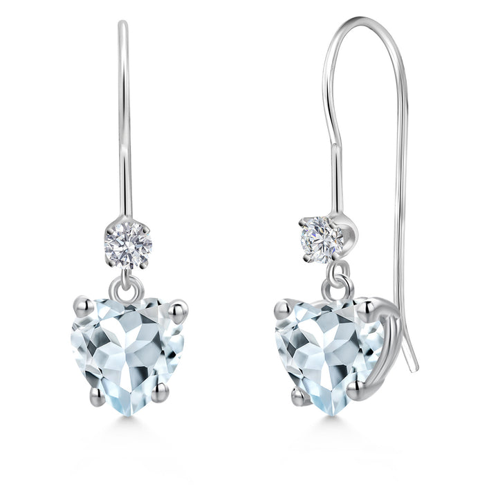 Aquamarine - March_Earrings in 14K White Gold