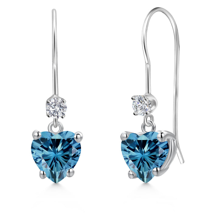 Persian Blue Moissanite - April_Earrings in 14K White Gold