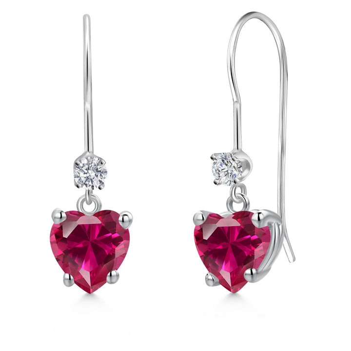 Created Ruby - July_Earrings in 14K White Gold
