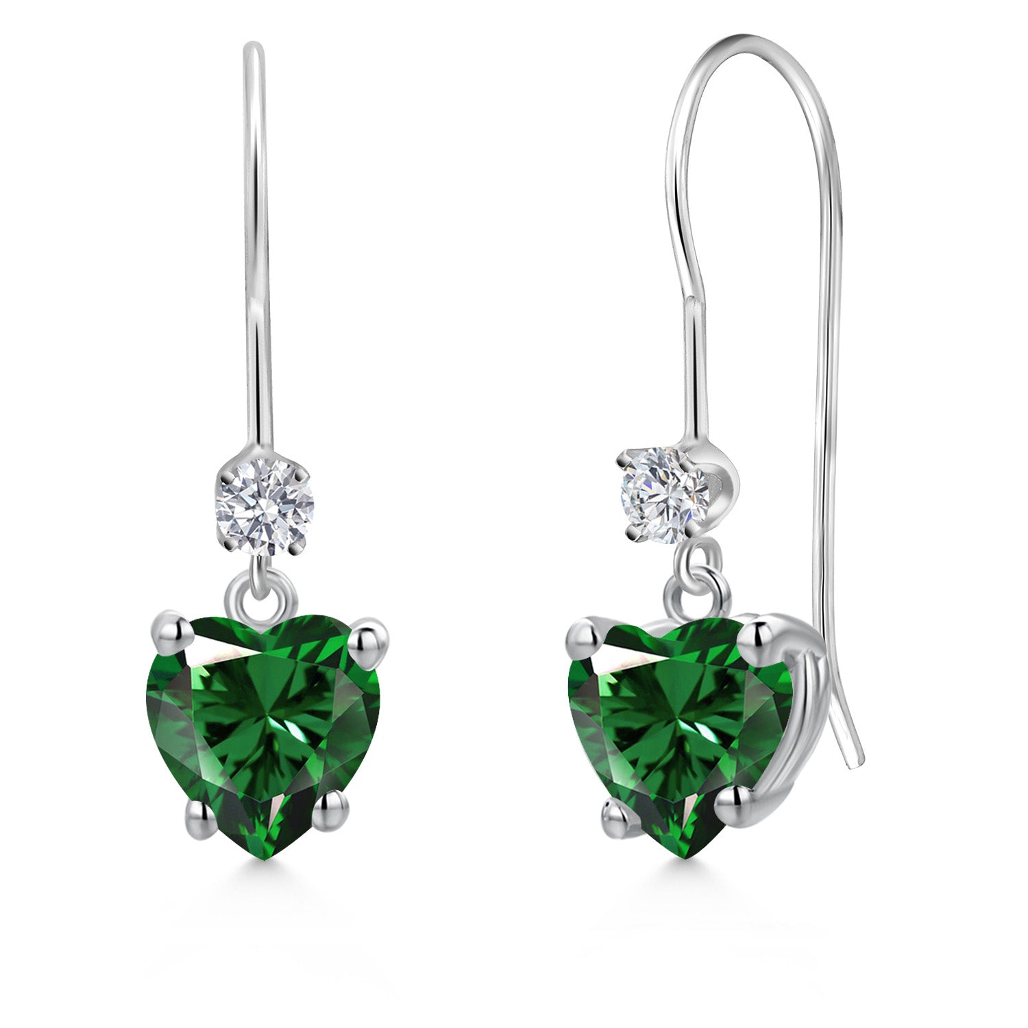 Nano Emerald - May_Earrings in 14K White Gold
