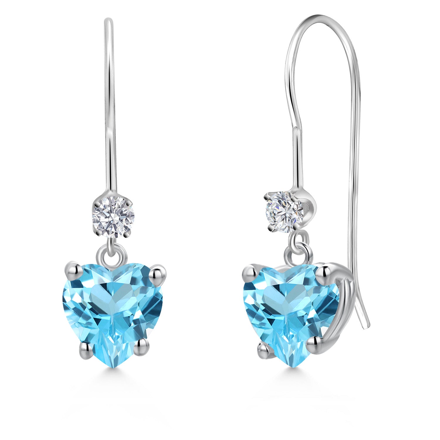 Swiss Blue Topaz - November_Earrings in 14K White Gold