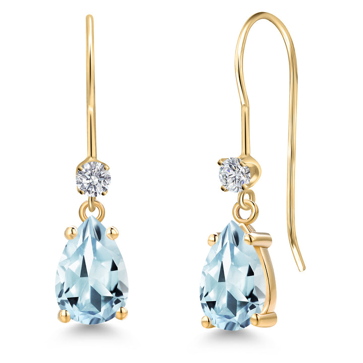 Aquamarine - March_Earrings in 14K Yellow Gold